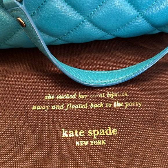 KATE SPADE Sm Maryanne Gold Coast mid teal hand bag quilted original dust bag - Picture 12 of 16